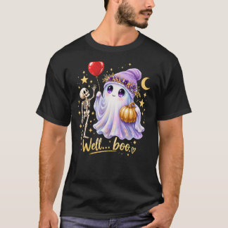 Well Boo Cute Ghost Skeleton Halloween T-Shirt