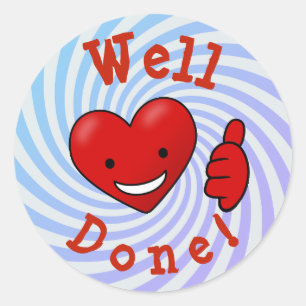 Well done award classic round sticker