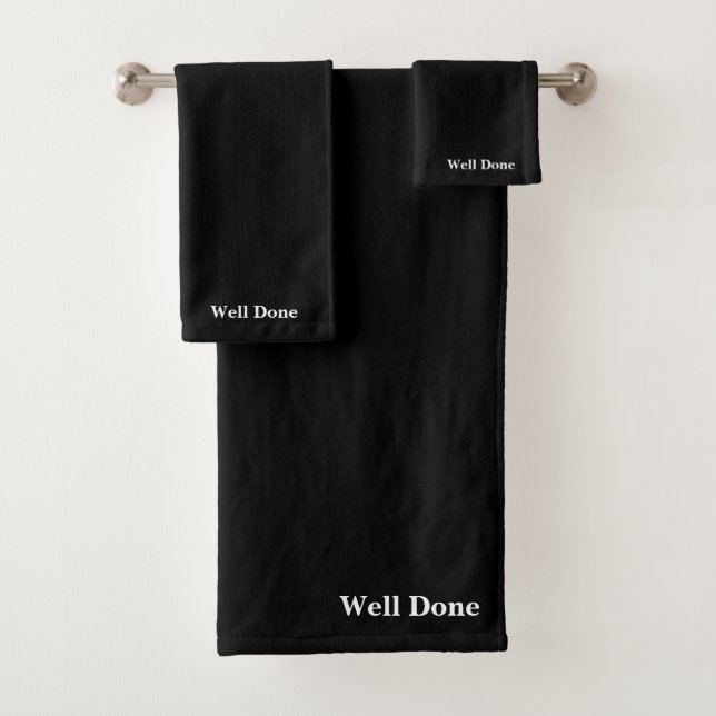 Well Done Black Bath Towel Set (Insitu)