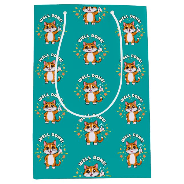 Well Done !  Cat Medium Gift Bag (Front)
