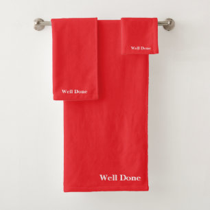 Well Done Christmas Red  Bath Towel Set
