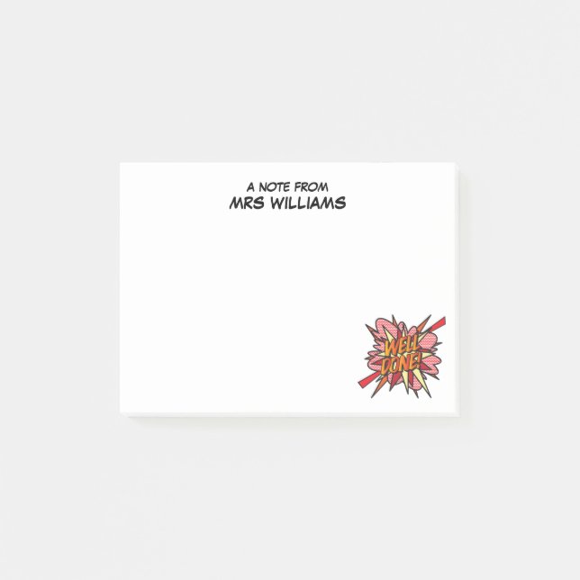 WELL DONE Custom Name Fun Comic Book Post-it Notes (Front)