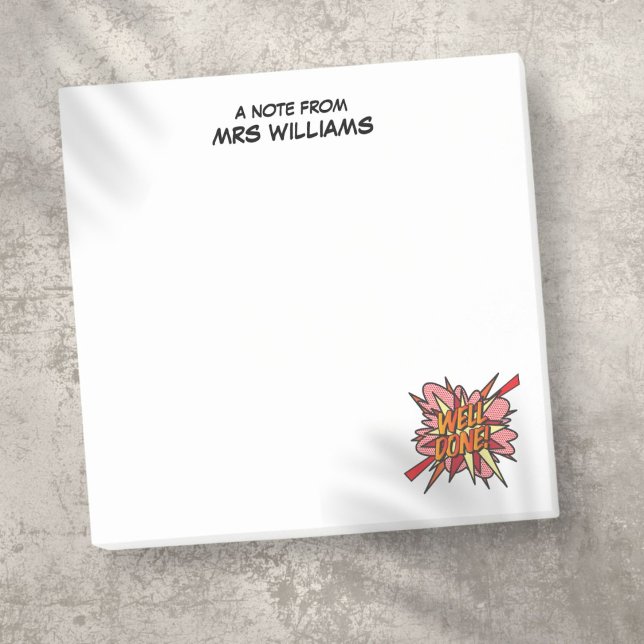 WELL DONE Custom Name Fun Retro Comic Book Post-it Notes (WELL DONE Your Name Fun Retro Comic Book Pop Art Post-it Notes)