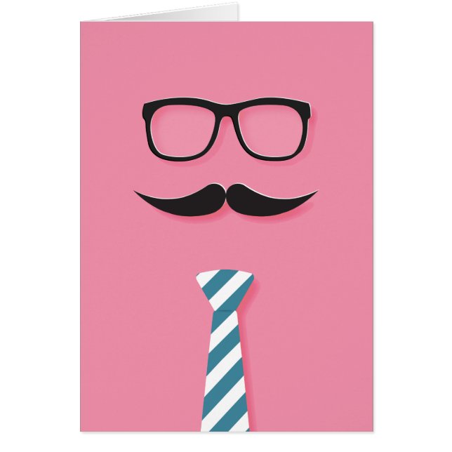 Well Done Dad, glasses, moustache, tie, pink (Front)