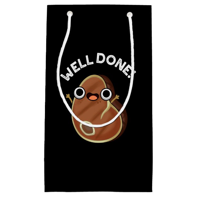 Well Done Funny Steak Pun Dark BG Small Gift Bag (Front)