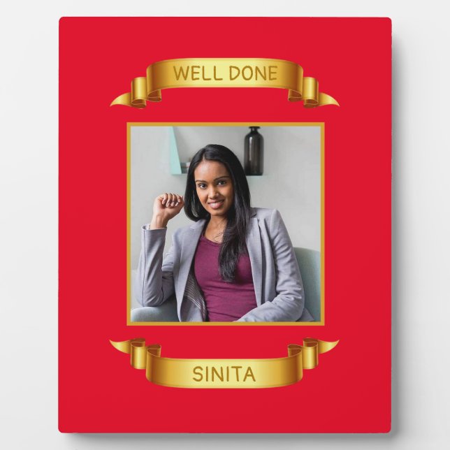 Well Done Gold Scroll, Custom Photo - Personalized Plaque (Front)