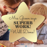 Well done! gold star student award teacher