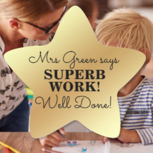 Well done! gold star student award teacher sticker