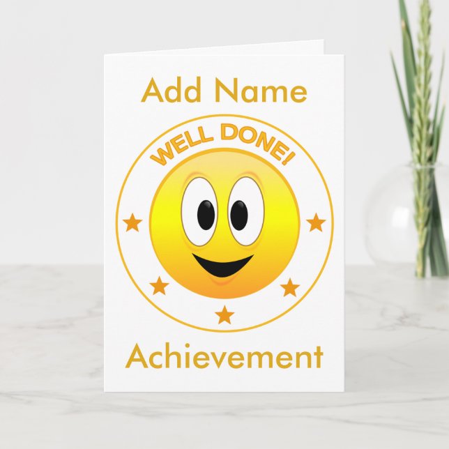 Well Done Happy Face Personalised Card (Front)