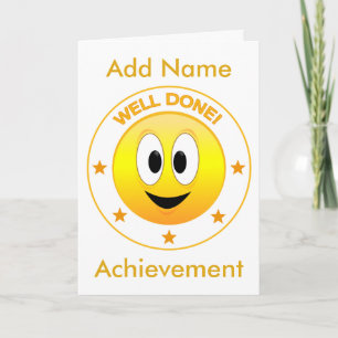 Well Done Happy Face Personalised Card