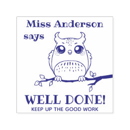 Well Done Owl Custom Teacher Pre Inked Stamp