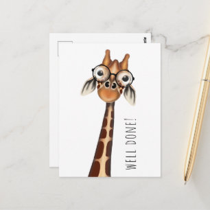 Well Done! Postcard - Studious Giraffe