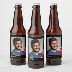 Well Done Red Rosette, Custom Photo - Personalised Beer Bottle Label