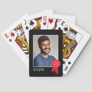Well Done Red Rosette, Custom Photo - Personalized Playing Cards
