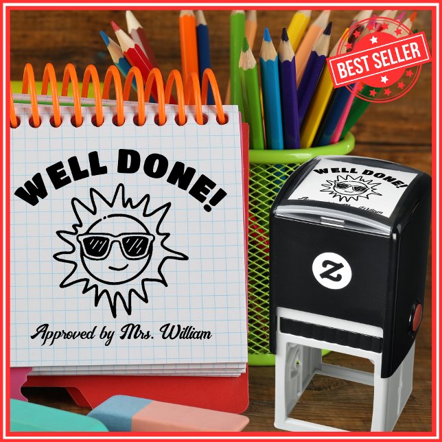 Well Done Sun Praise Grading Encouragement Teacher Self-inking Stamp (Creator Uploaded)