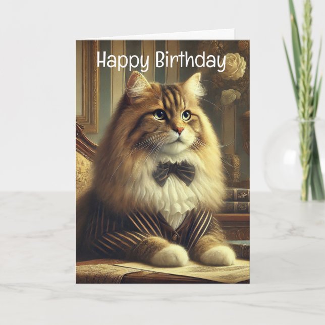 Well Dressed Cat Happy Birthday Card (Front)
