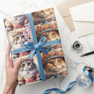 Well Dressed Cats Collage  Wrapping Paper