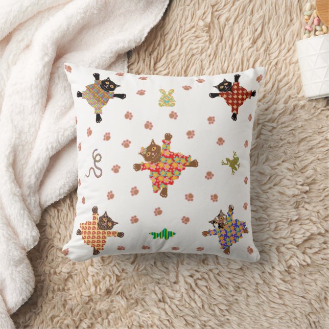 Well Dressed Cats Making Snow Angels Cushion (Blanket)