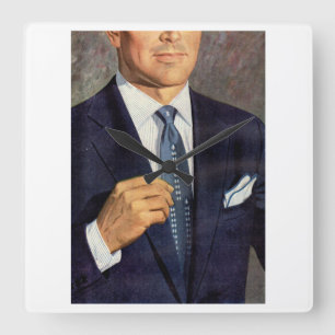 well-dressed mystery man square wall clock