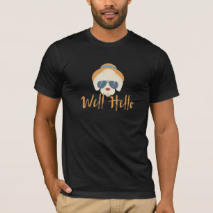 Well Hello Hipster Dog  Graphic Design T-Shirt