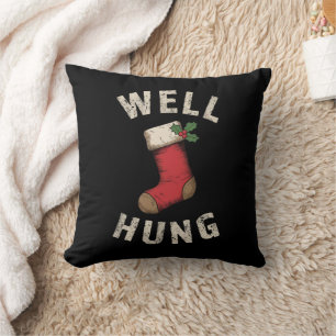 Well Hung Dirty Christmas Stocking Holiday Gift  Cushion