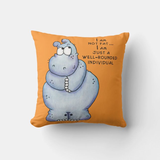 Well-Rounded Hippo-Blue Hippopotamus Cushion (Front)