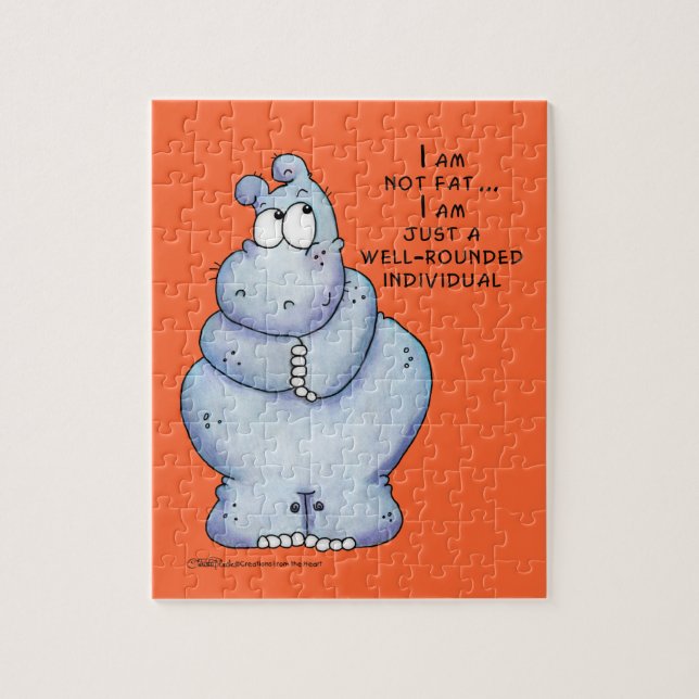 Well-Rounded Hippo-Blue Hippopotamus Jigsaw Puzzle (Vertical)