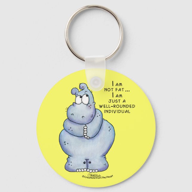 Well-Rounded Hippo-Blue Hippopotamus Key Ring (Front)