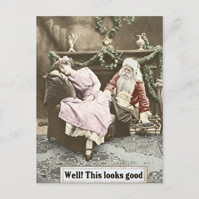 Well! This looks good - Creepy Santa Postcard (Front)