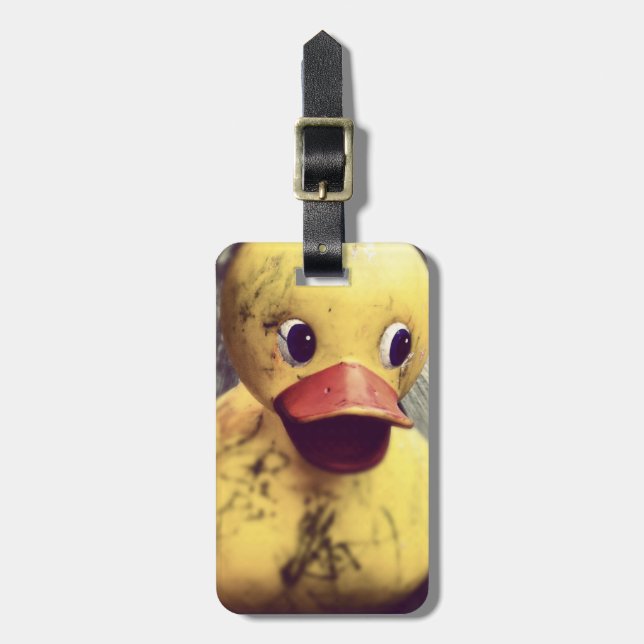 Well Travelled Yellow Rubber Ducky Luggage Tag (Front Vertical)