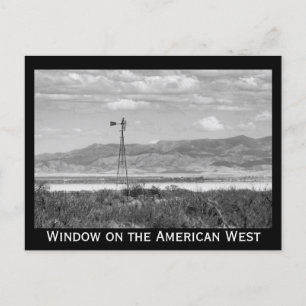 Well Windmill Low Desert Black and White Postcard