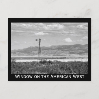 Well Windmill Low Desert Black and White Postcard