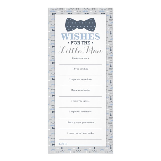 Well Wishes Card, Baby Shower, Little Man, 25 Pack Rack Card (Front)