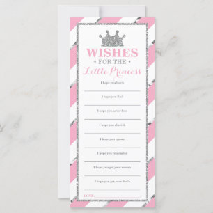 Well Wishes Card, Princess Baby Shower Faux Silver