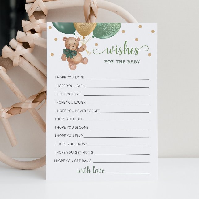 Well Wishes for the Baby Shower Teddy Bear Card (Creator Uploaded)