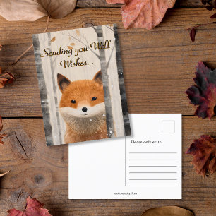  Well Wishes Whimsical Fall Forest Fox  Postcard