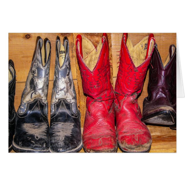 Well Worn Cowboy Boots Greeting Card (Front Horizontal)