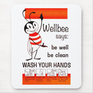 Wellbee CDC WASH YOUR HANDS Advertisement Poster Mouse Pad