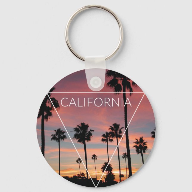 Wellcoda California Palm Beach Sun Spring Key Ring (Front)