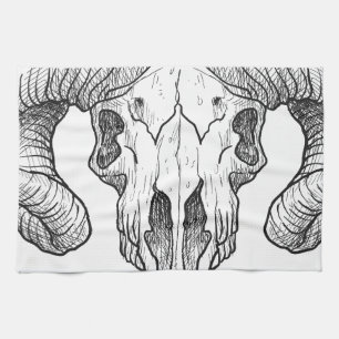 Wellcoda Evil Animal Skull Sacrifice Head Tea Towel