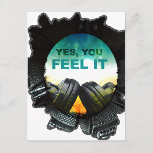 Wellcoda Feel Music Headphone Tune DJ Postcard