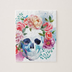 Wellcoda Flower Grave Skull Skeleton Head Jigsaw Puzzle
