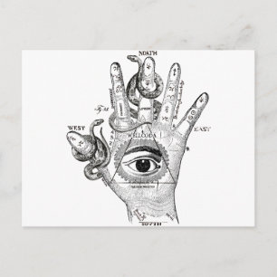 Wellcoda Illuminati Compass Snake Hand Postcard