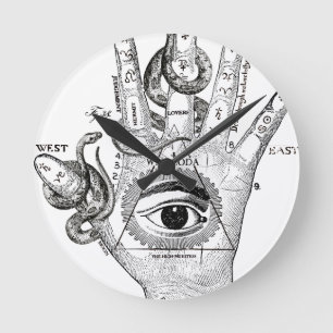 Wellcoda Illuminati Compass Snake Hand Round Clock