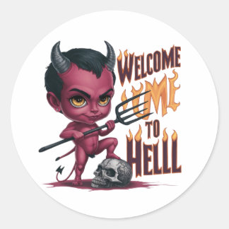 Wellcom to hell classic round sticker