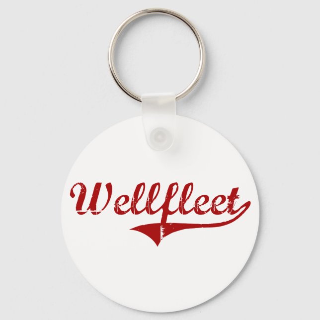 Wellfleet Massachusetts Classic Design Key Ring (Front)
