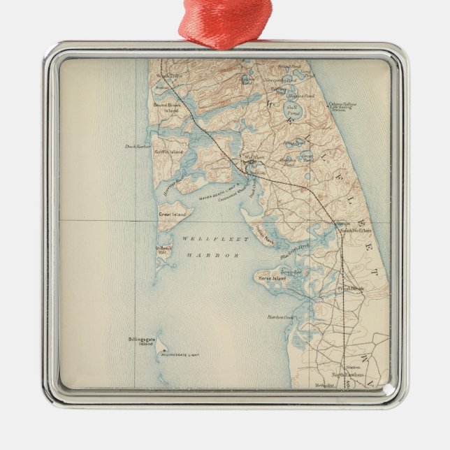 Wellfleet, Massachusetts Metal Tree Decoration (Front)