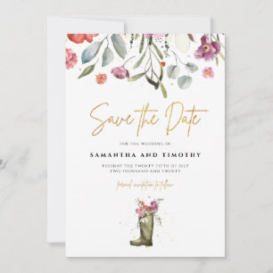 Wellington Boot Floral Save The Date