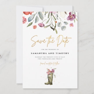 Wellington Boot Floral Save The Date