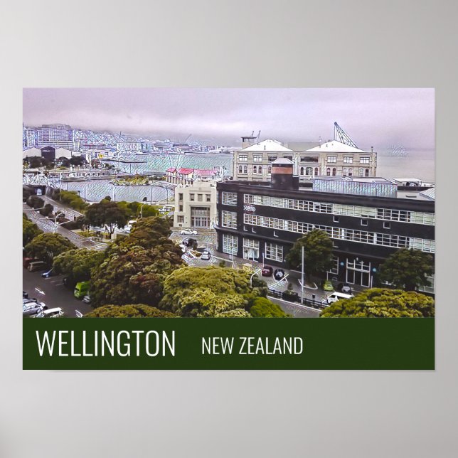 Wellington New Zealand capital travel print (Front)